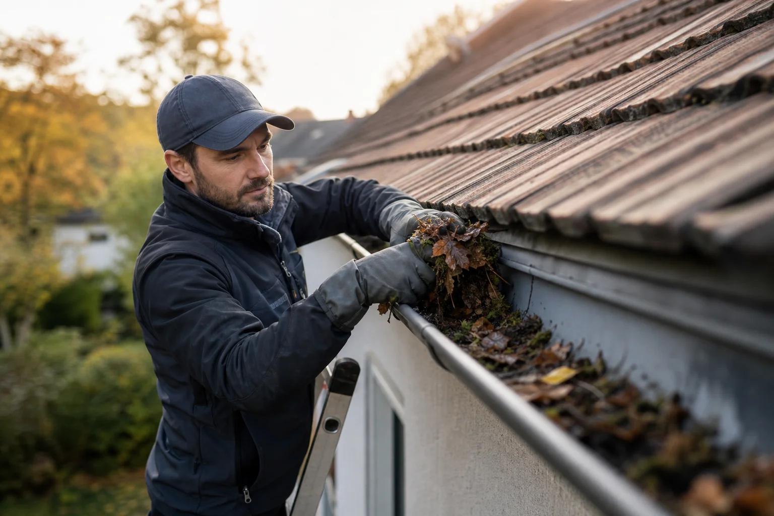 Dachrinnenreinigung am Haus