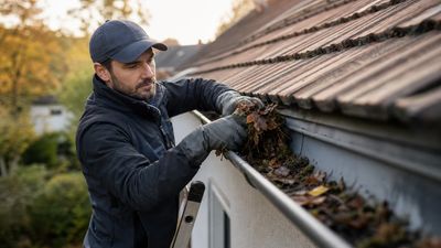 Dachrinnenreinigung am Haus